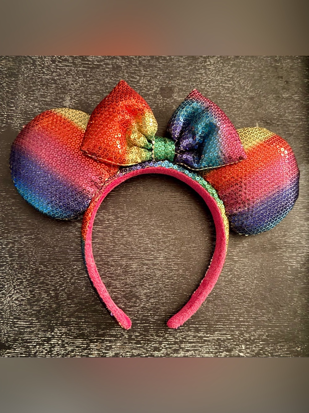 Disney Rainbow Sequin Mouse Ear Headband with Bow